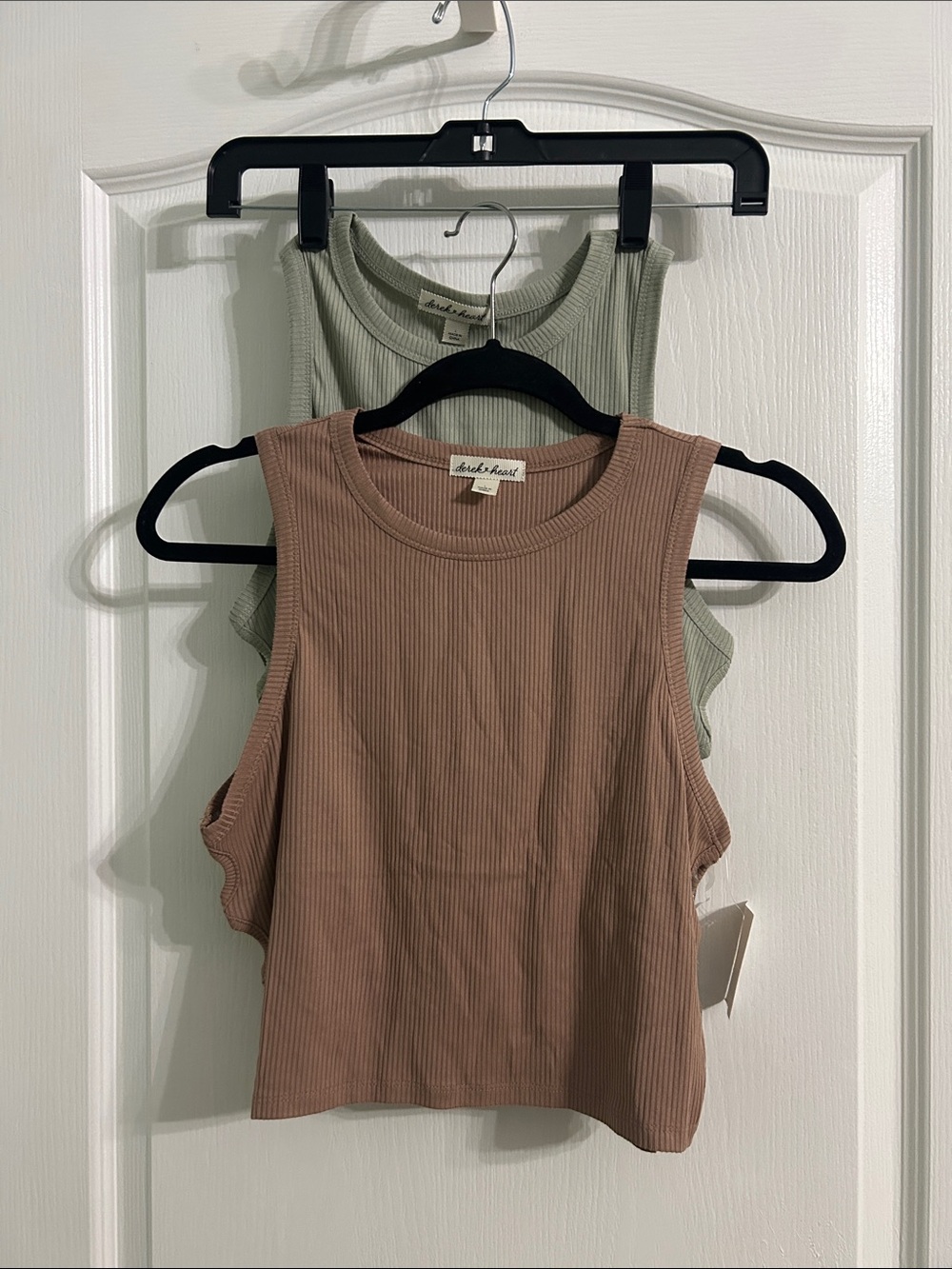 Derek Heart Ribbed Tank Tops in Mauve and Sage
